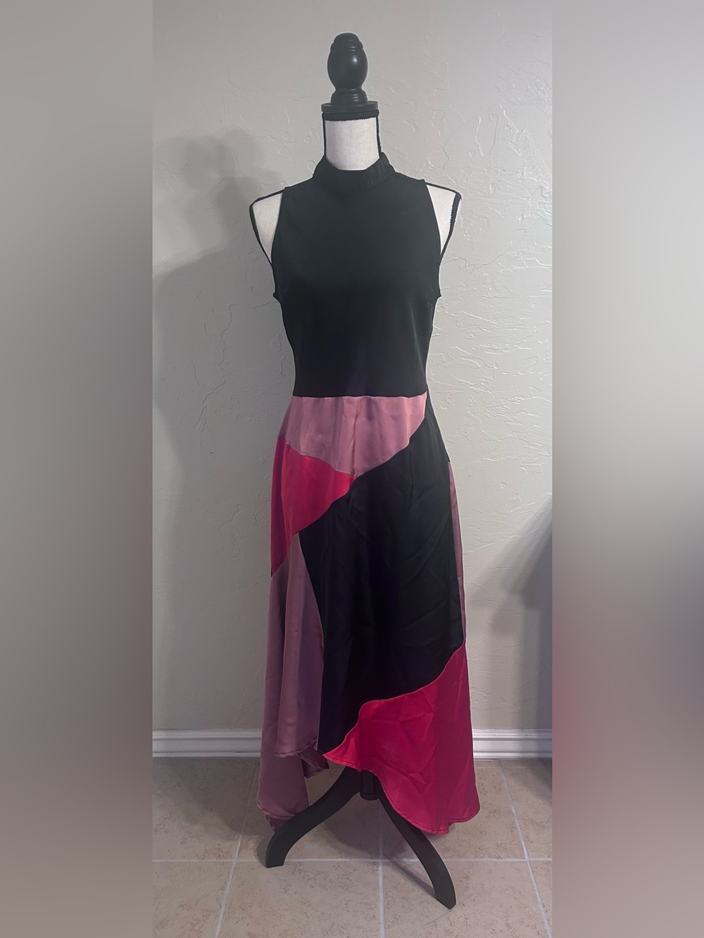 Ellison Black and Pink Colorblock Maxi Dress